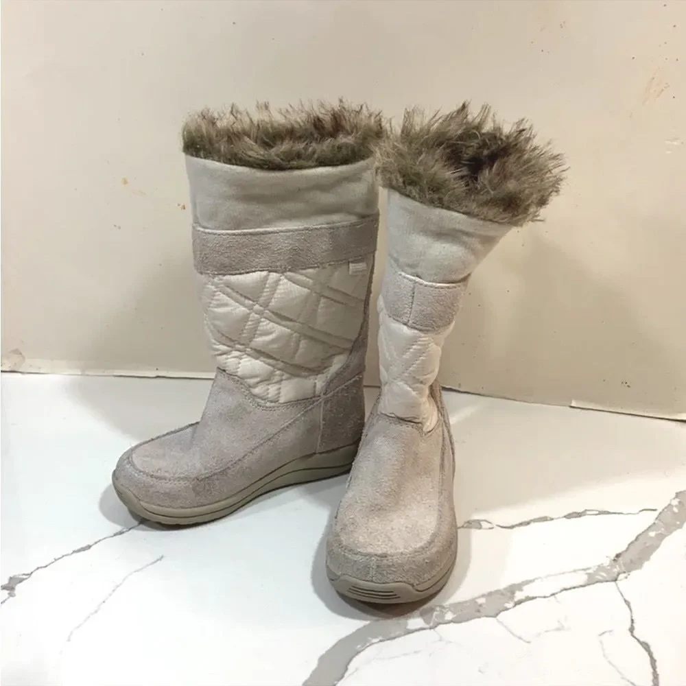 Timberland | Leather Faux Fur Girls White GV Cream Toddler Boots Size 7